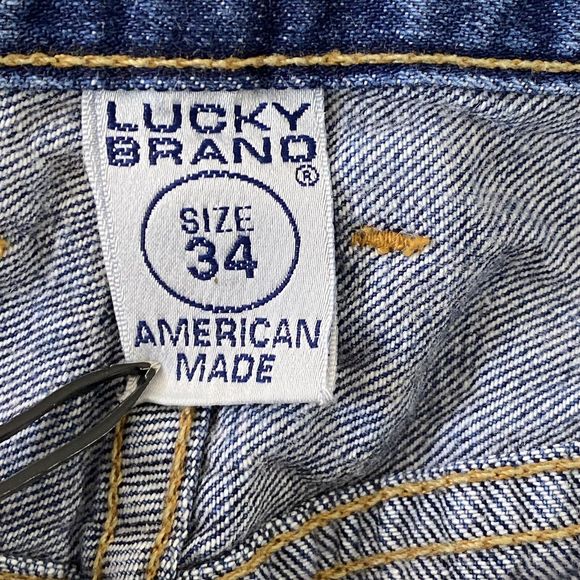 Lucky Brand Dungarees Men's 34 x 31.5 Grunge Distressed Bootleg Denim Blue Jeans - Picture 7 of 14